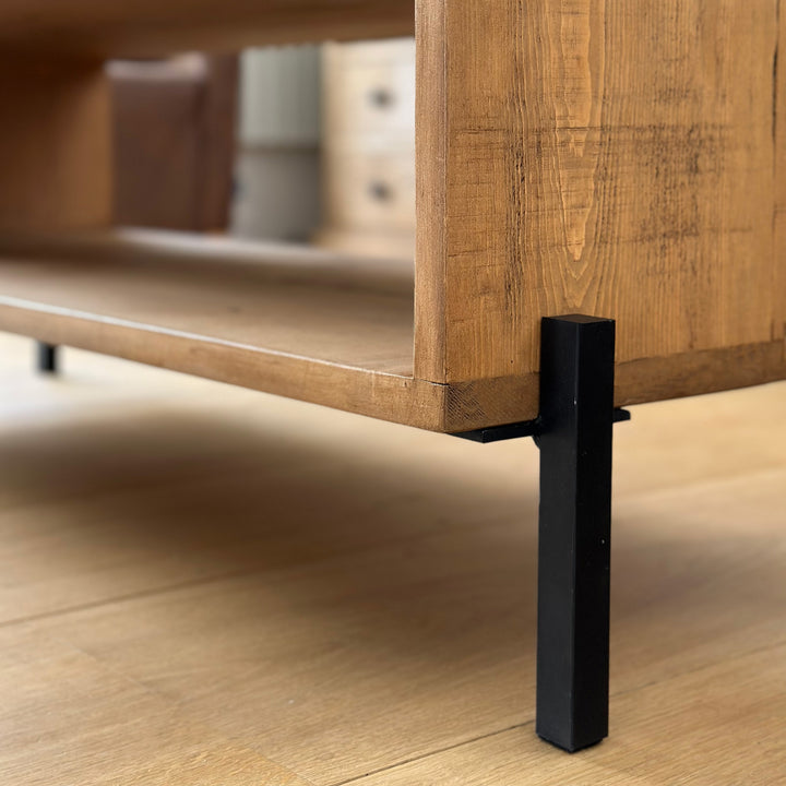 Rustic Wood Coffee Table Square Pin Leg