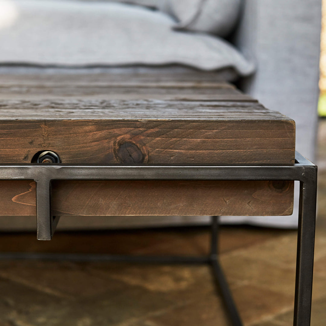 Reclaimed Wood Coffee Table with Metal Frame