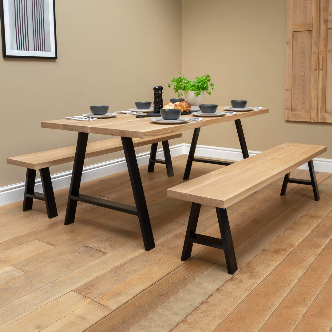 Willen Rose solid oak industrial dining table