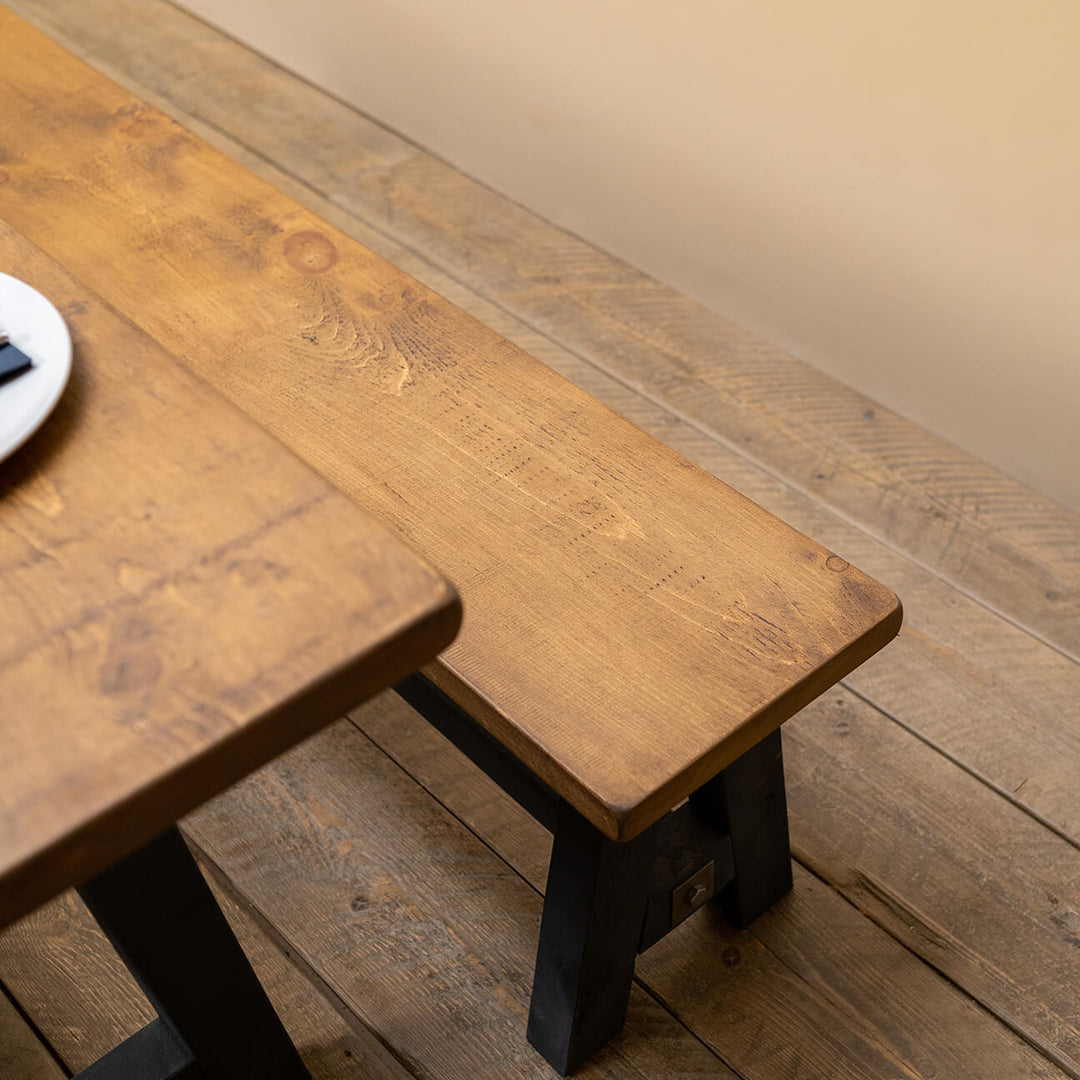 Rustic Solid Wood Table with Painted Base