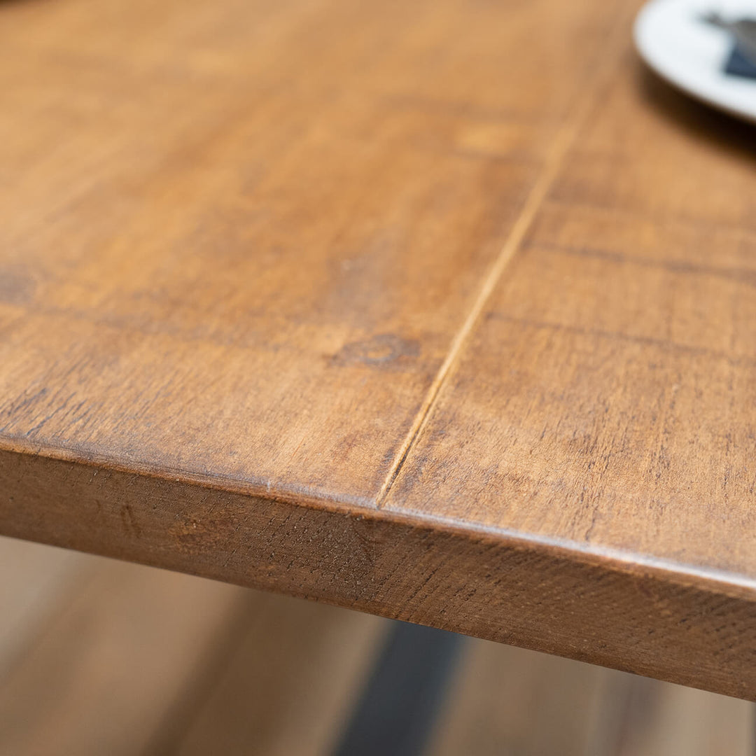 Rustic Solid Wood Table with Painted Base