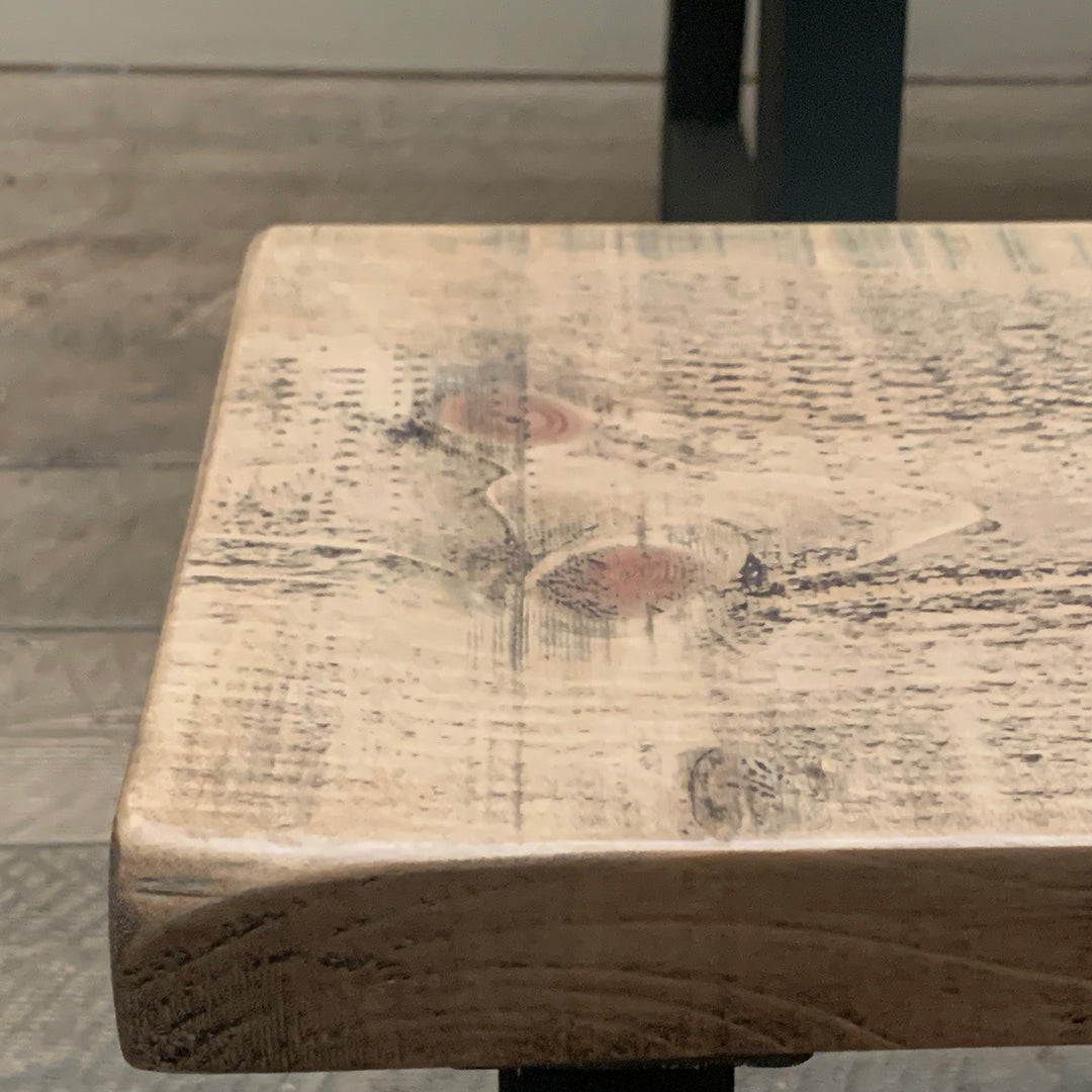 Trestle Dining Table Solid Wood with Rustic Weathered 50mm Top and Painted Base