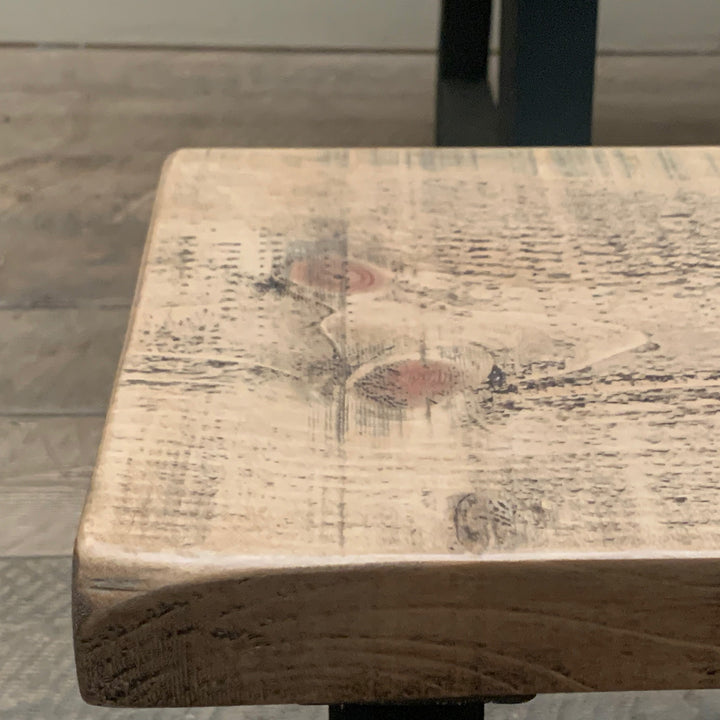 Trestle Dining Table Solid Wood with Rustic Weathered 50mm Top and Painted Base