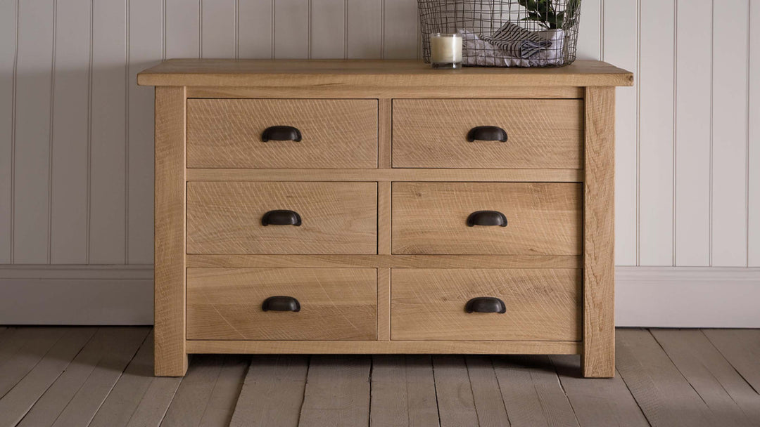 solid natural oak chest of drawers