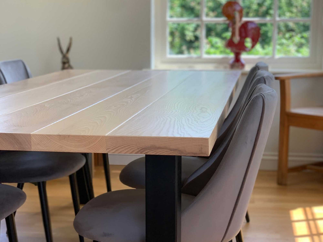 Solid oak furniture in a room setting 