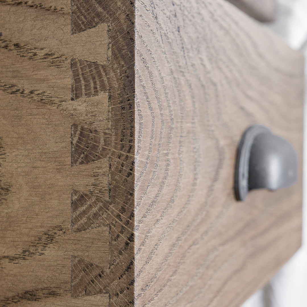 solid oak chest of drawers drawer with black metal cup handle