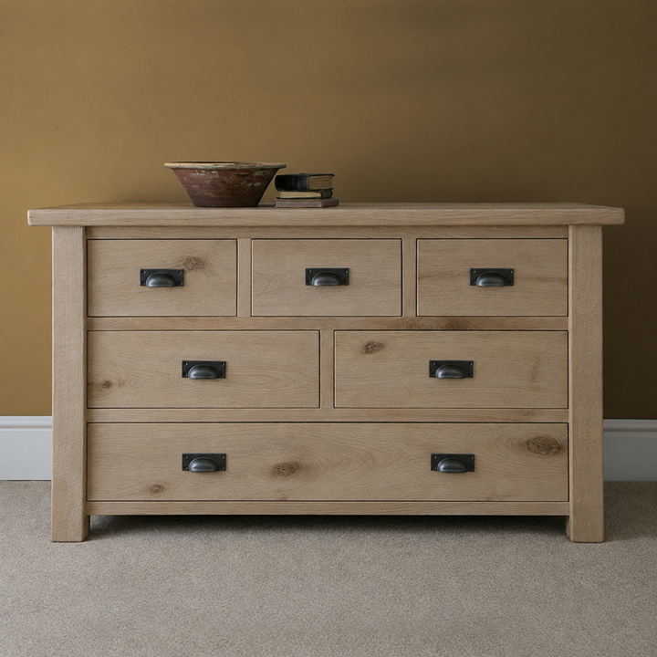 Solid Oak 6 Drawer
