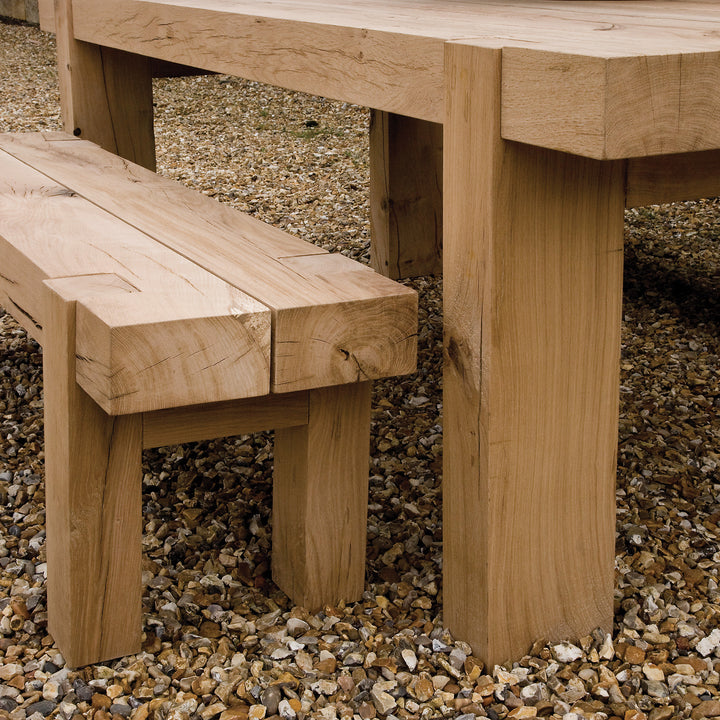 Oak Beam Outdoor Table and Benches Set