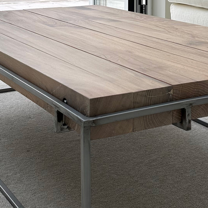 Reclaimed Wood Coffee Table with Metal Frame