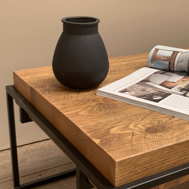 Reclaimed Wood Coffee Table with Metal Frame