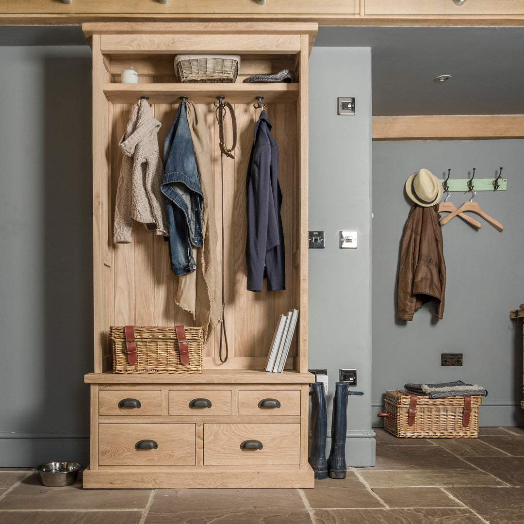 solid oak hallway storage