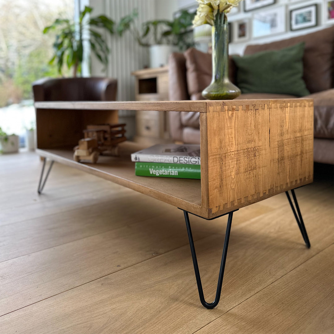 Rustic Wood Coffee Table with Hair Pin Legs