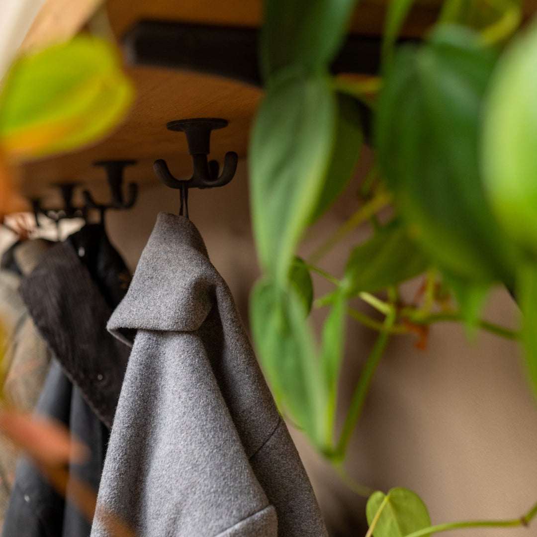 Rustic Wood Coat Hanger Shelf