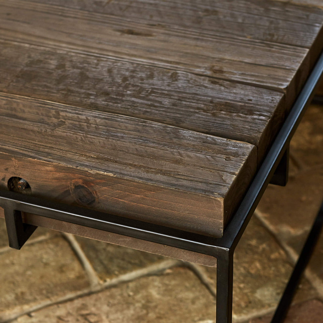 Reclaimed Wood Coffee Table with Metal Frame