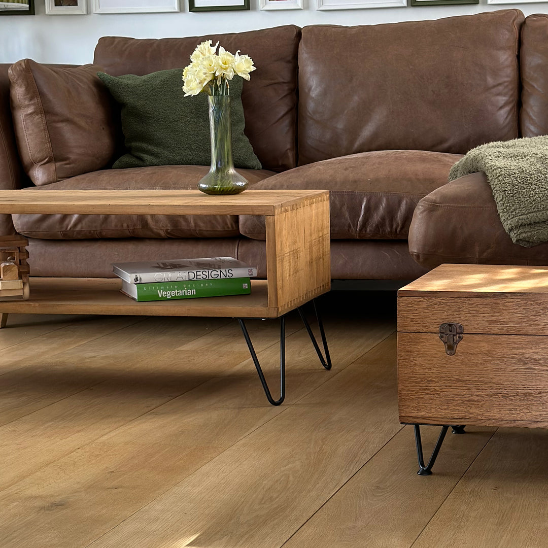 Rustic Wood Coffee Table with Hair Pin Legs