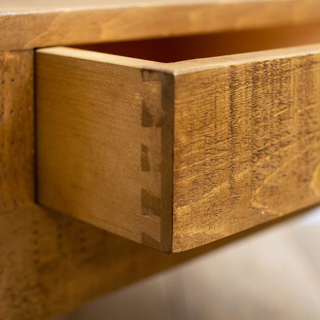 Rustic Wood Side Table with Storage, Drawer and Hairpin Legs