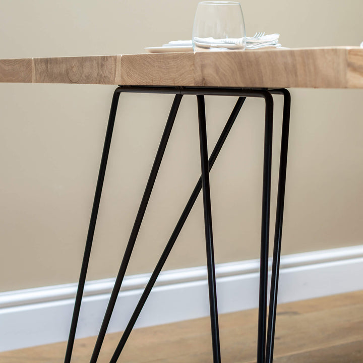 Solid Oak Dining Table with Hairpin Legs