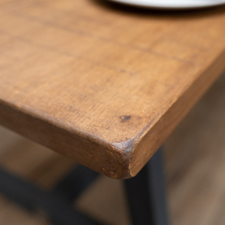 Rustic Solid Wood Table with Painted Base