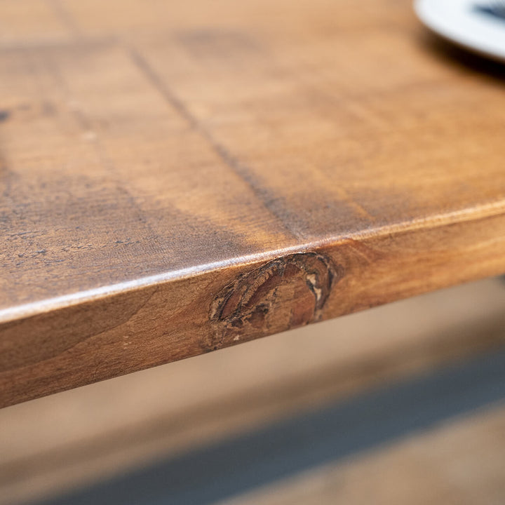 Rustic Solid Wood Table with Painted Base