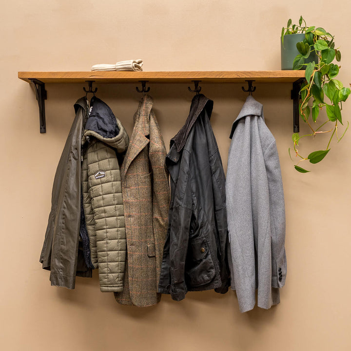 Rustic Wood Coat Hanger Shelf