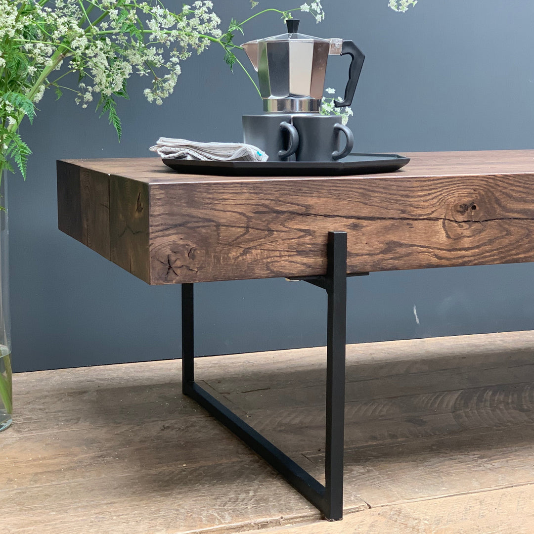 Solid Smoked Oak Beam Coffee Table