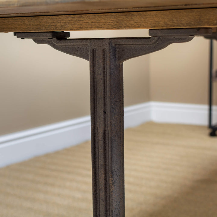 Wooden Dining Table with Industrial Metal Base
