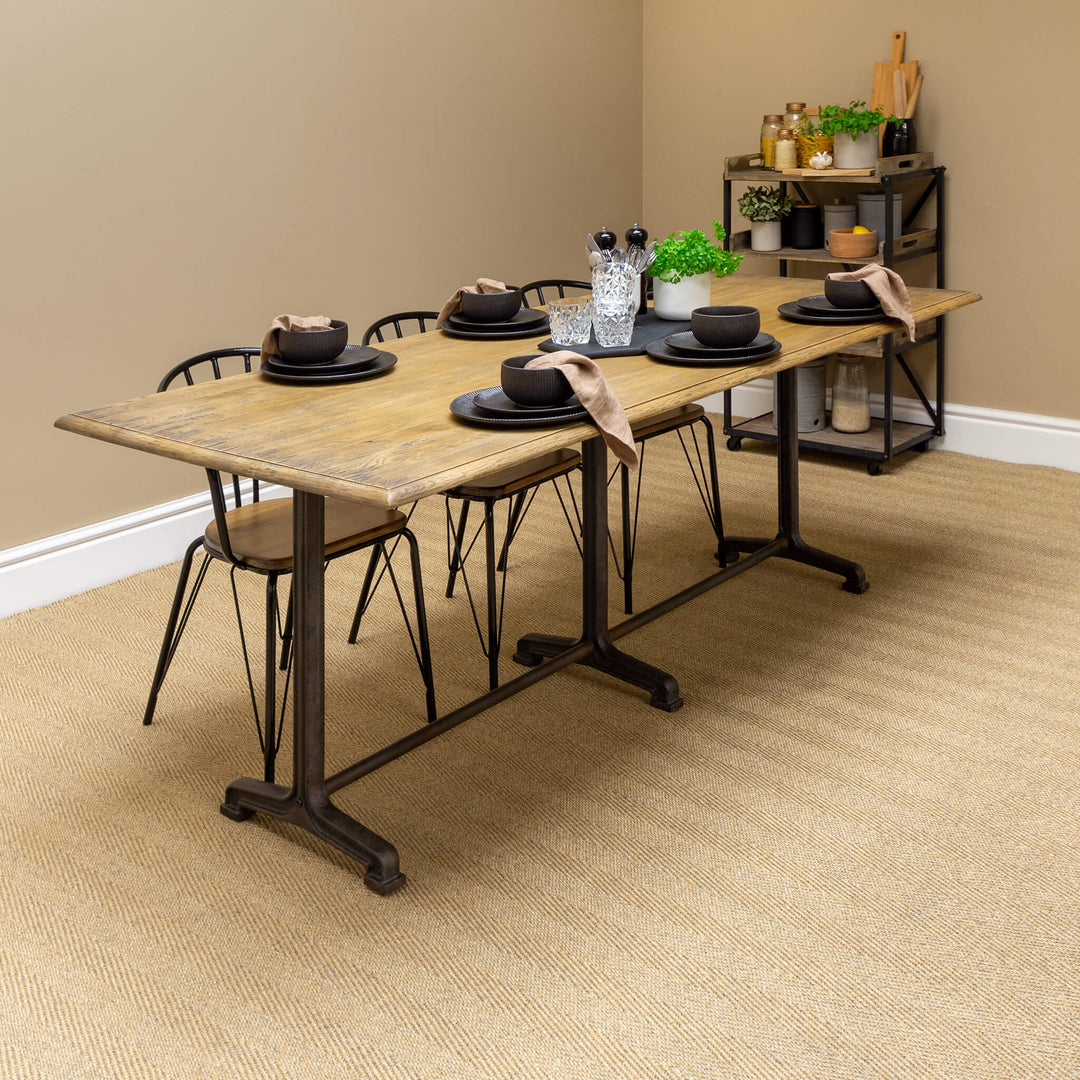 Wooden Dining Table with Industrial Metal Base