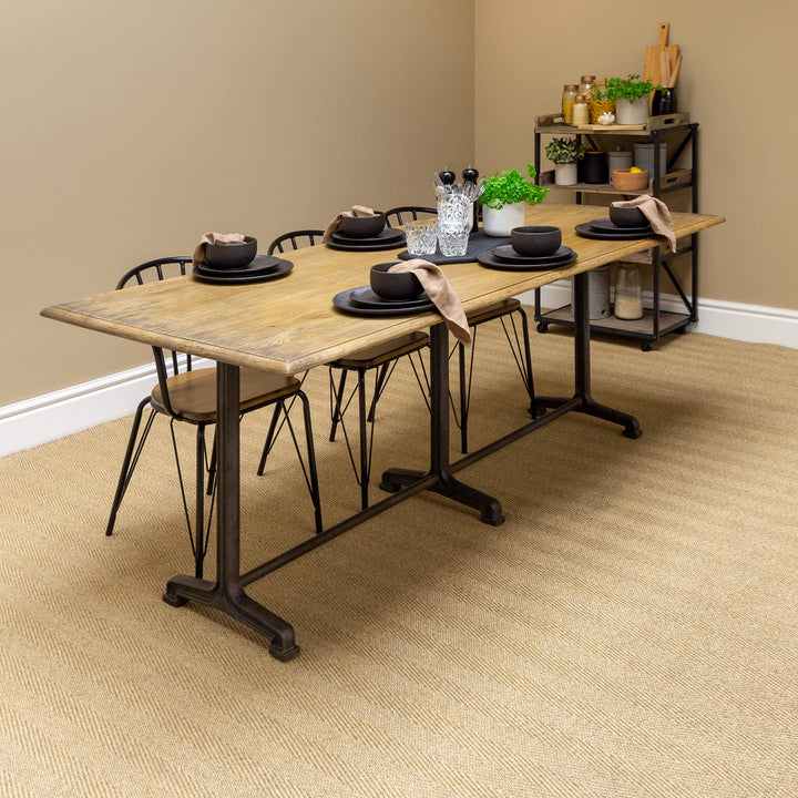 Wooden Dining Table with Industrial Metal Base